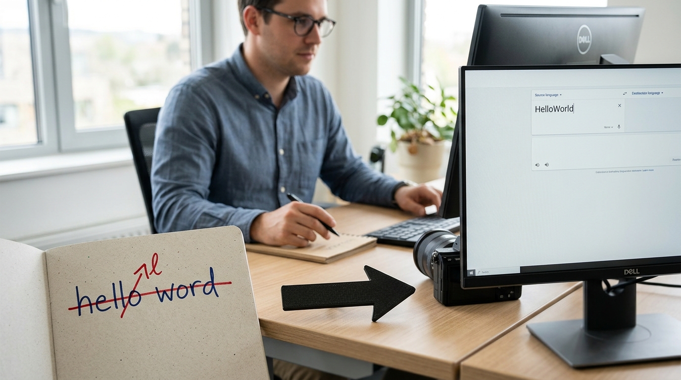 hello word 翻译器与正确拼写 HelloWorld 对比