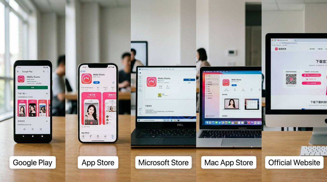 美图秀秀下载不同终端官方入口对比图