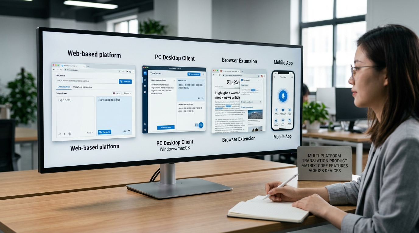 有道翻译产品矩阵:网页端PC客户端浏览器插件手机App