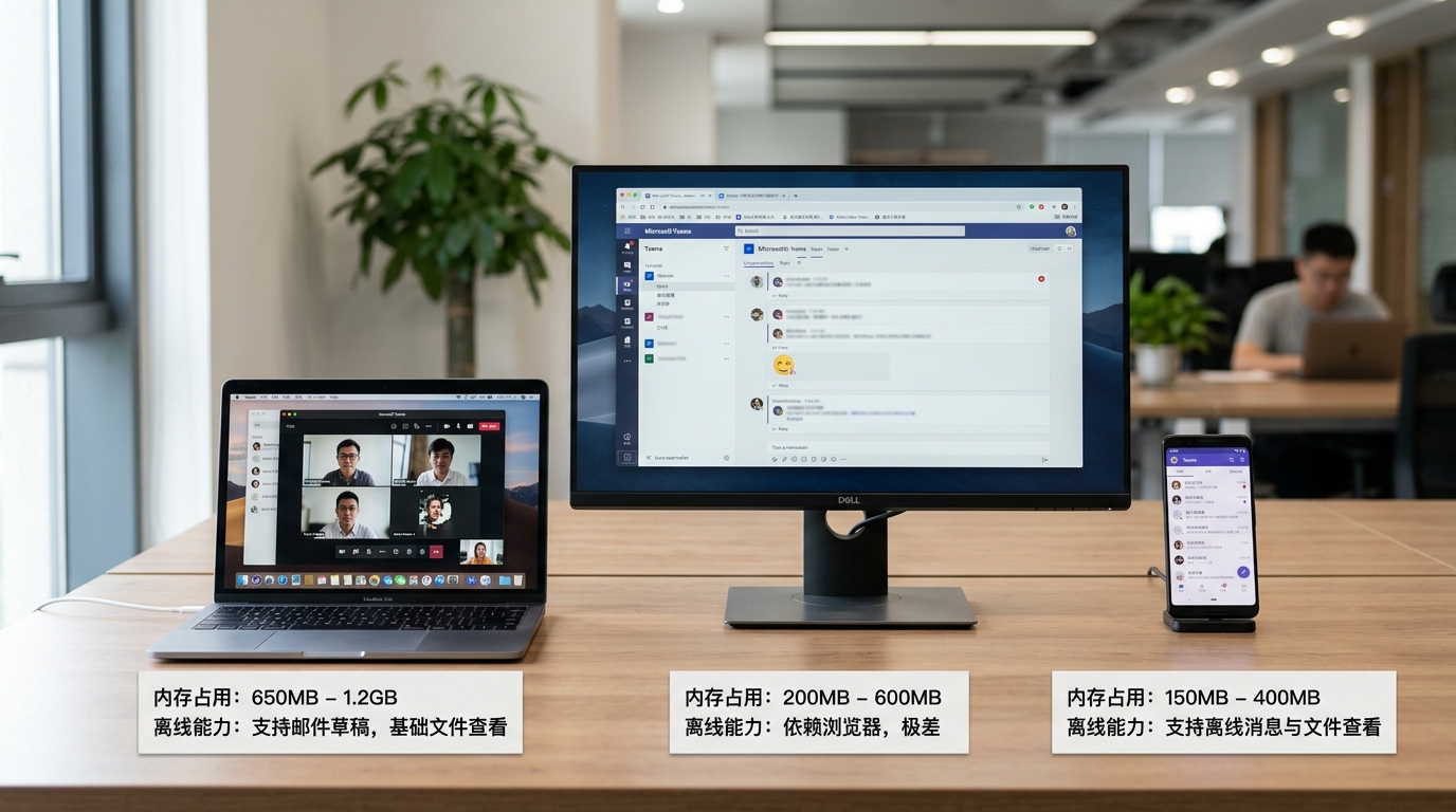 Teams下载桌面版网页版移动版三种版本场景对照