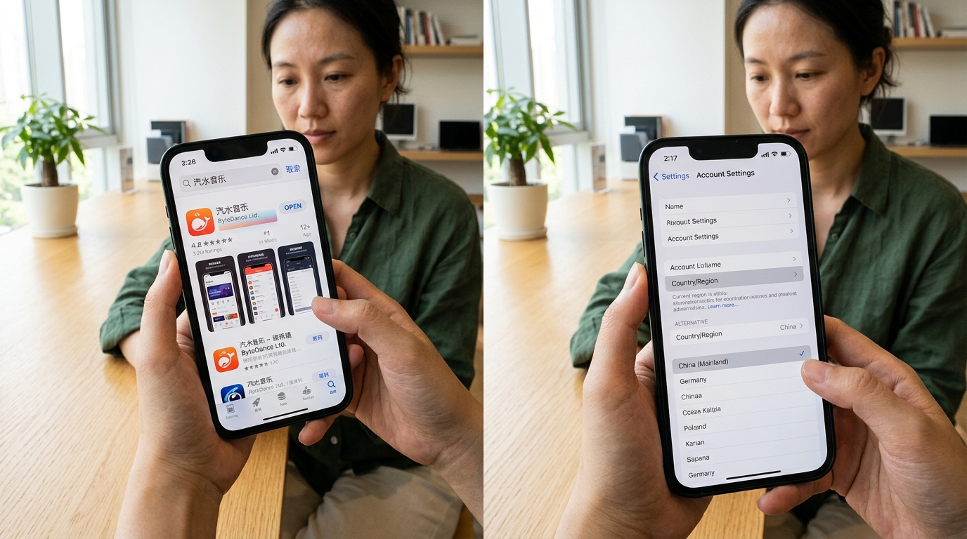 iPhone与iPad汽水音乐下载App Store搜索与地区设置