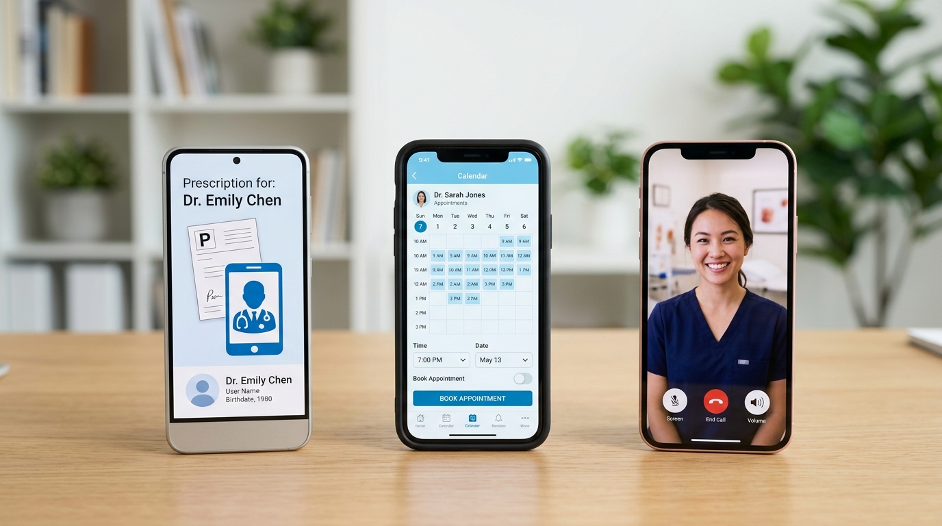 HelloGP 与 HotDoc、OnlineGP 远程医疗平台功能对比图