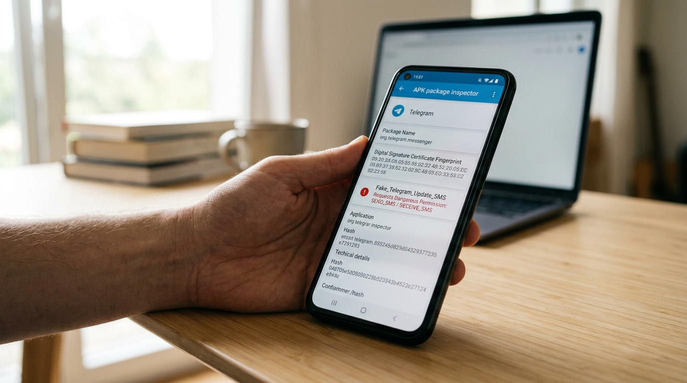 辨别正版 Telegram 安装包包名签名权限对比