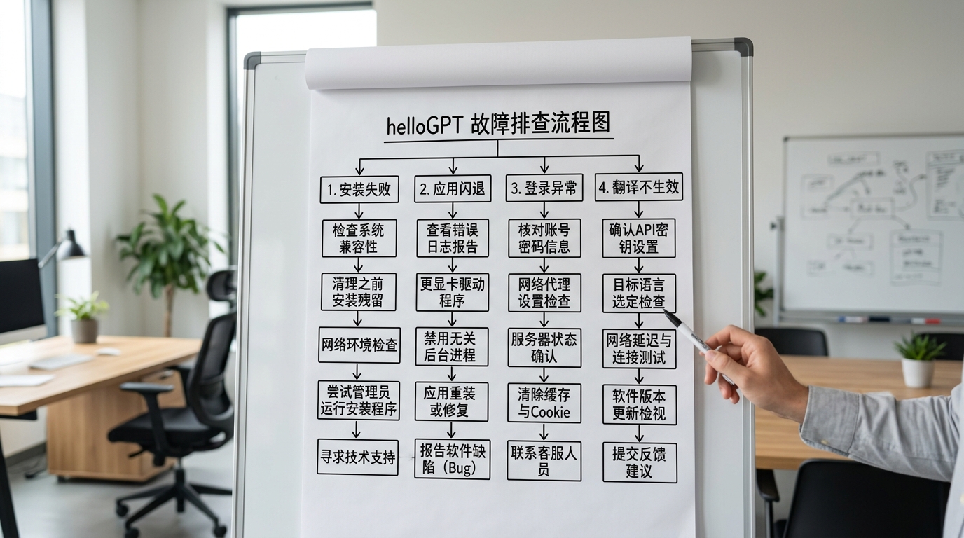 helloGPT下载安装失败闪退翻译不生效排查清单