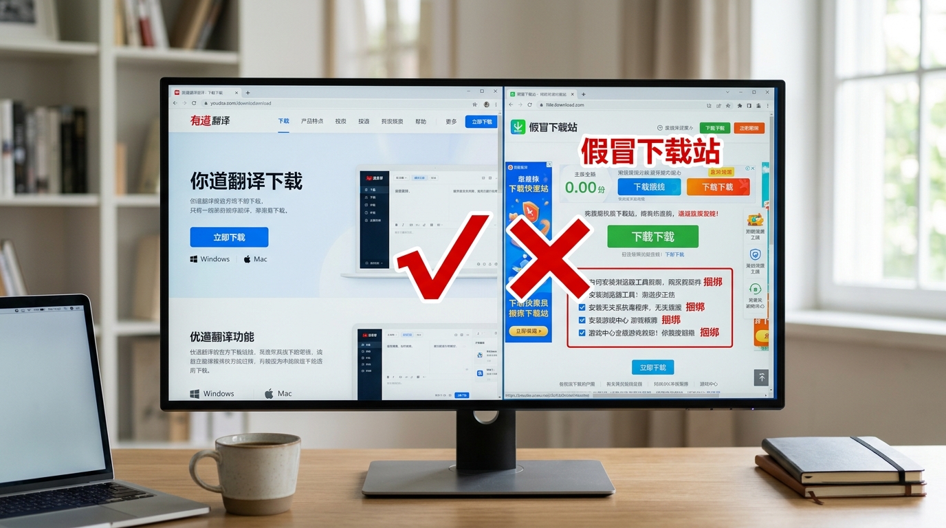 有道翻译下载官网辨别假站对比