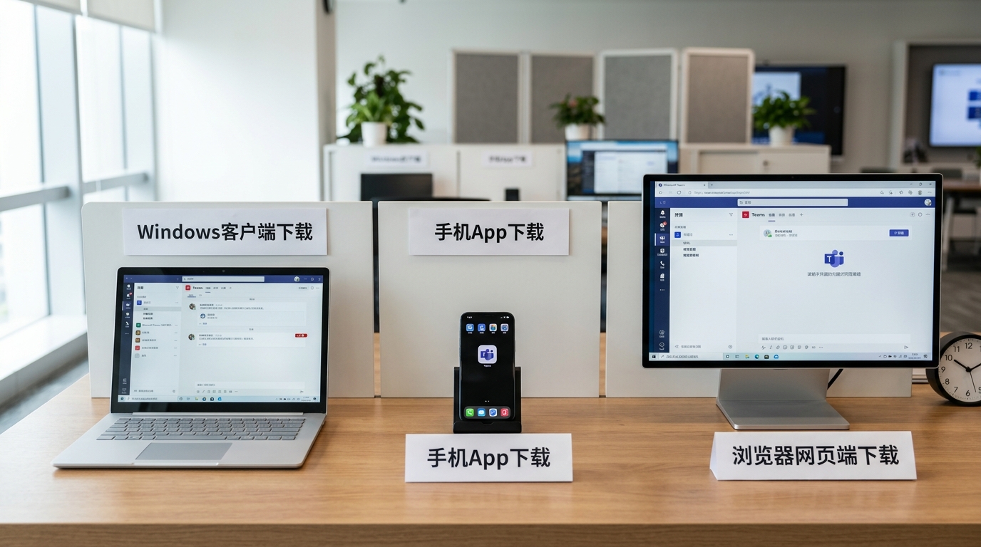 Teams下载的桌面版移动版网页端三种形态对比