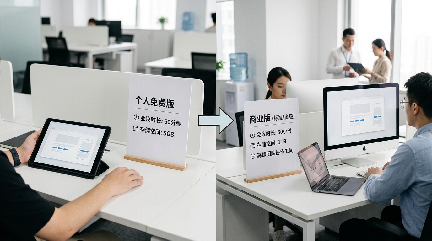 Teams电脑版免费版和付费版功能限制对比