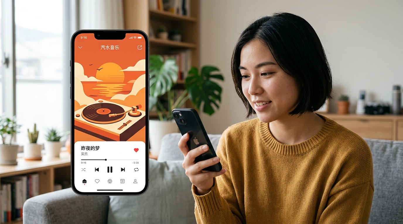 汽水音乐沉浸式推荐播放界面