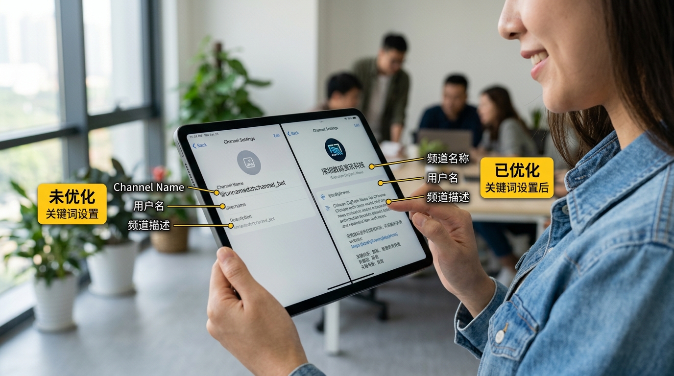 Telegram 频道名称用户名描述搜索优化对比