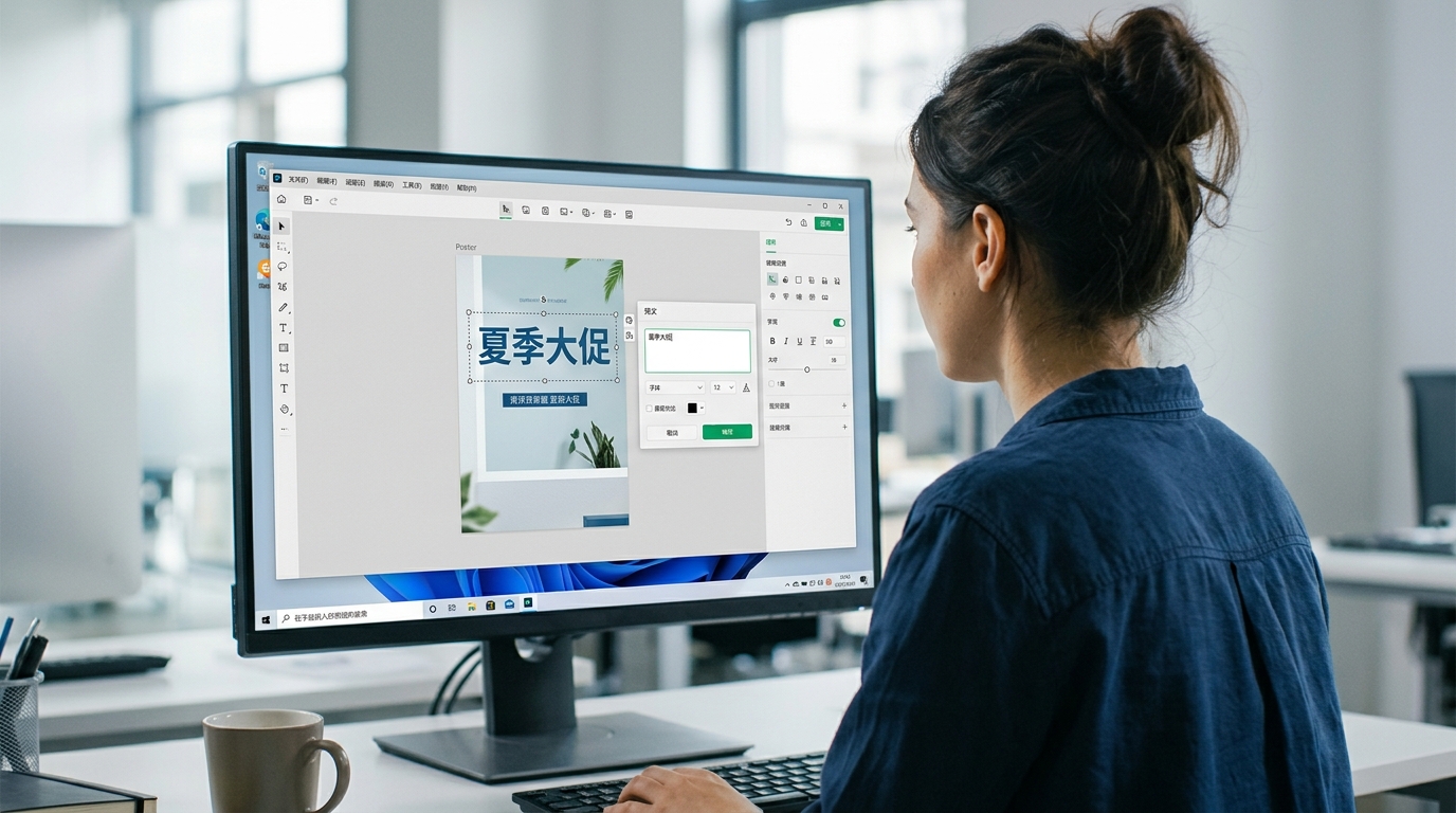 美图秀秀电脑版AI改字工具实测界面