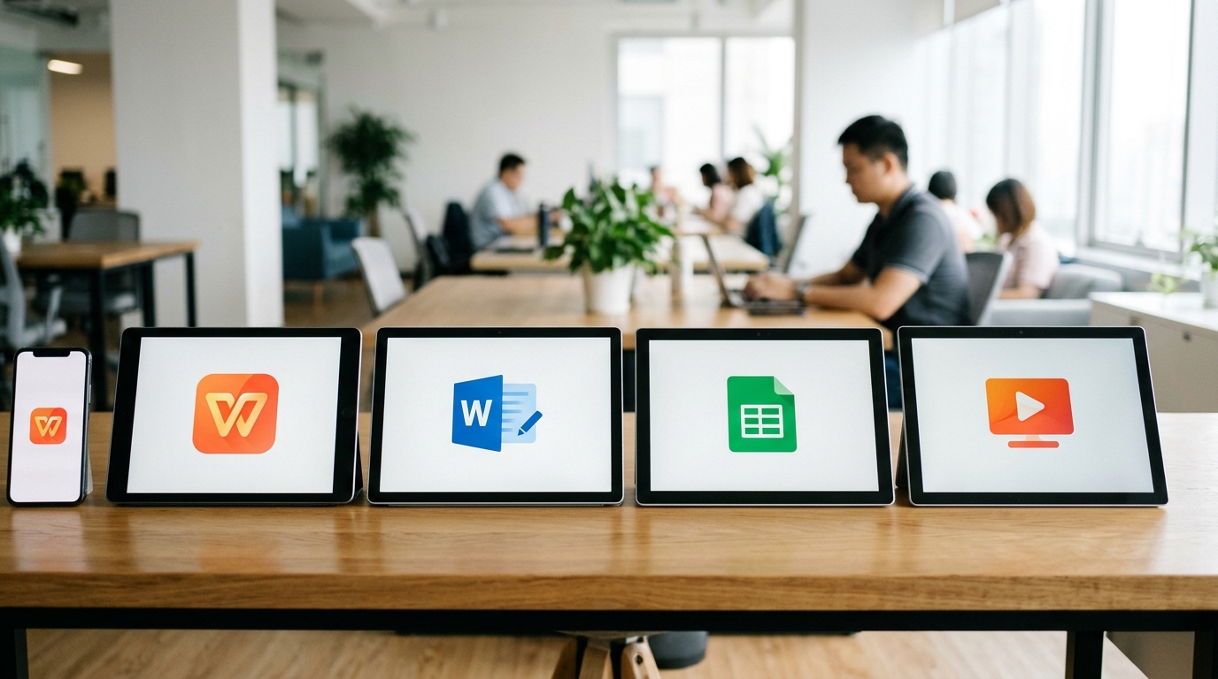 WPS Office 四大组件与 WPS 名字由来示意图
