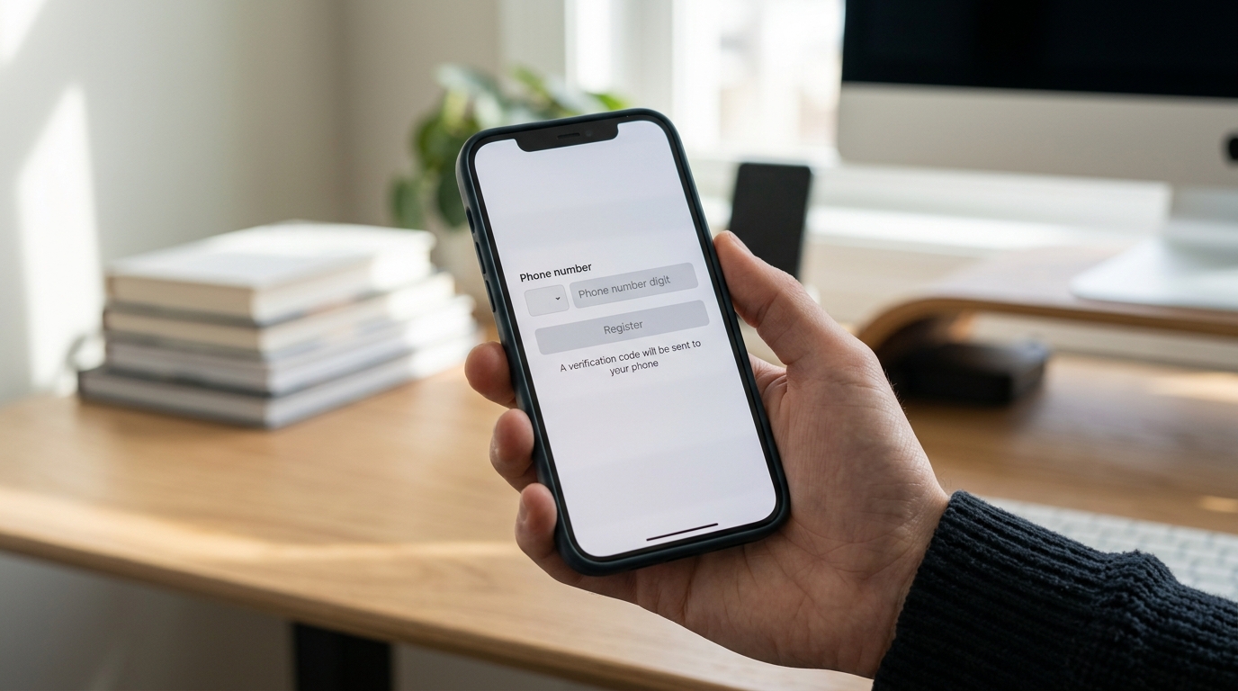 Signal 应用注册界面电话号码输入与短信验证码验证流程截图