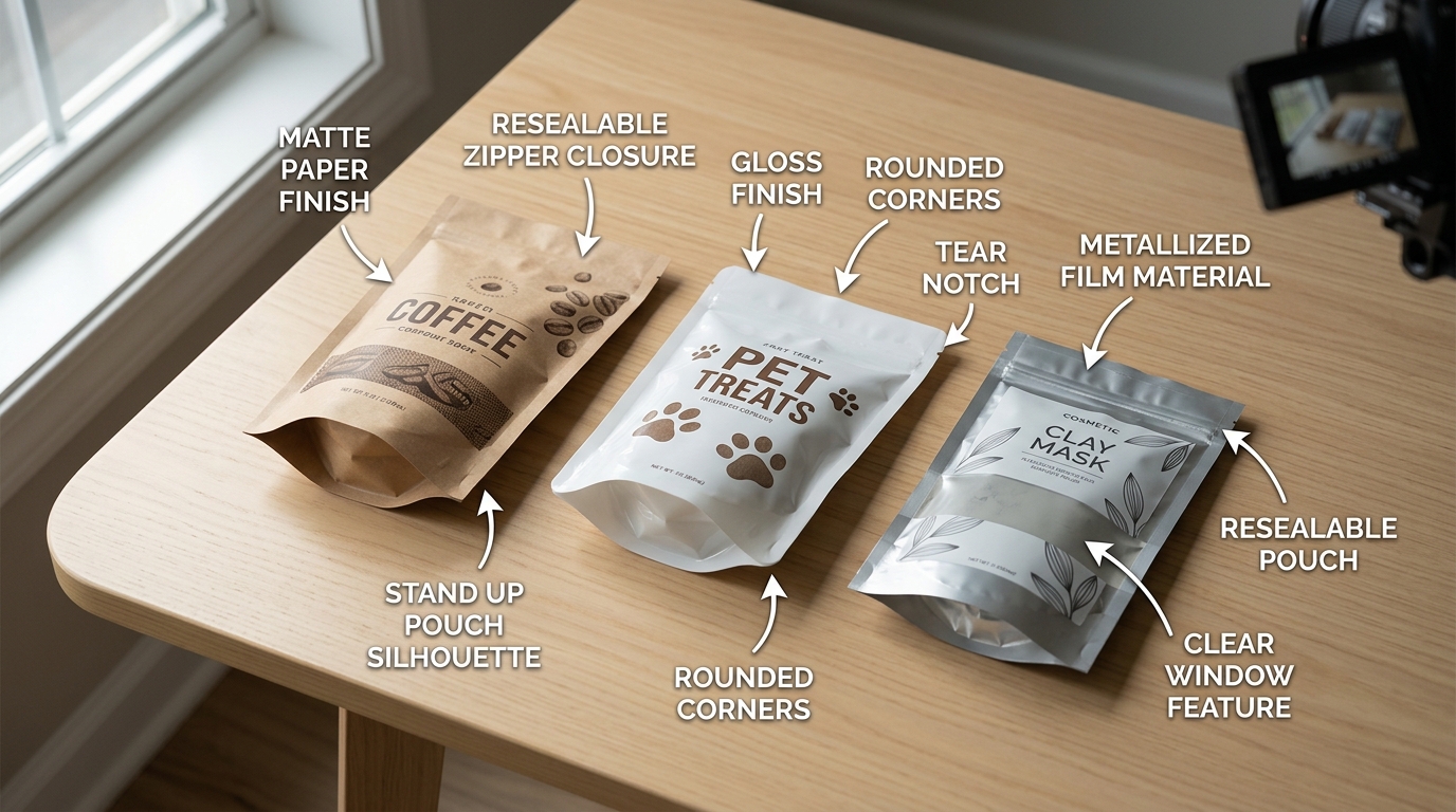 stand up pouch design decision framework showing visibility experience and cost tradeoffs